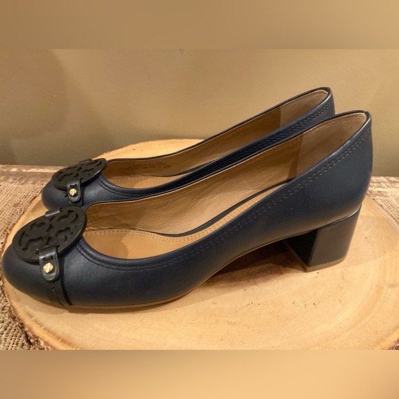 Tory Burch Shoes - Tory Burch Gabriel 45mm Block Heel Pump Nappa Leather Navy Color Size 8